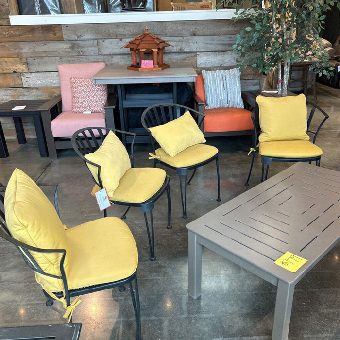 S/4 Yellow Fabric Black Metal Chair (LSH)