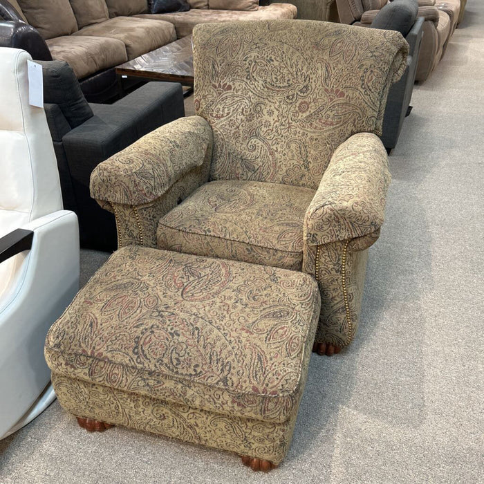 NH Fabric Paisley Accent Chair + Ottoman (CIH)