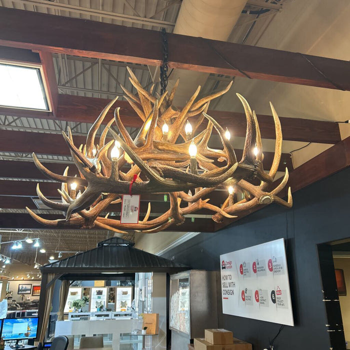 #3 XL double Tier "yellowstone" elk chandelier #3 (THHH)