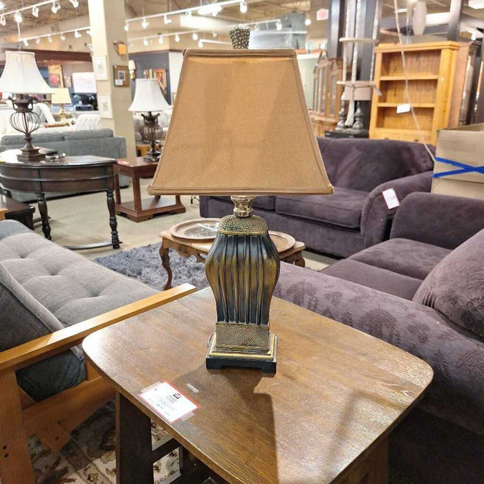 Brown + Metal Ornate Table Lamp (KL)