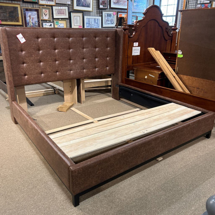 King Faux Brown Fabric Bed (BKH)