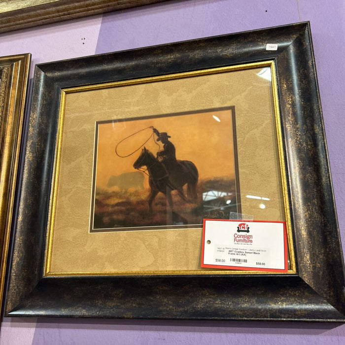 Cowboy Sunset Black Frame Art (AA)