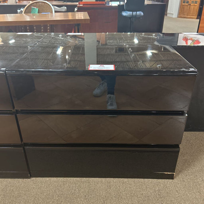 3 Drawer Black Sleek File Cabinet (SK)