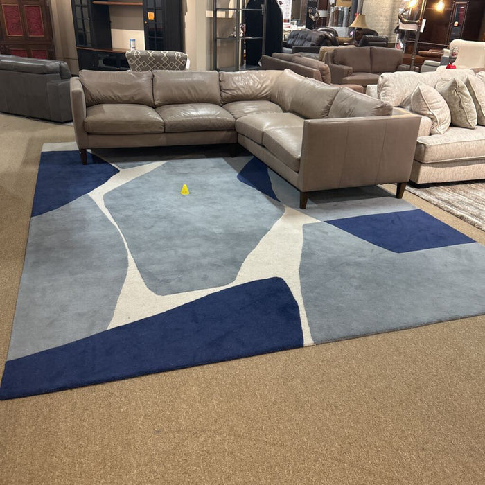 10 x 14 Light Blue + White + Dark Blue Area Rug (ATH)