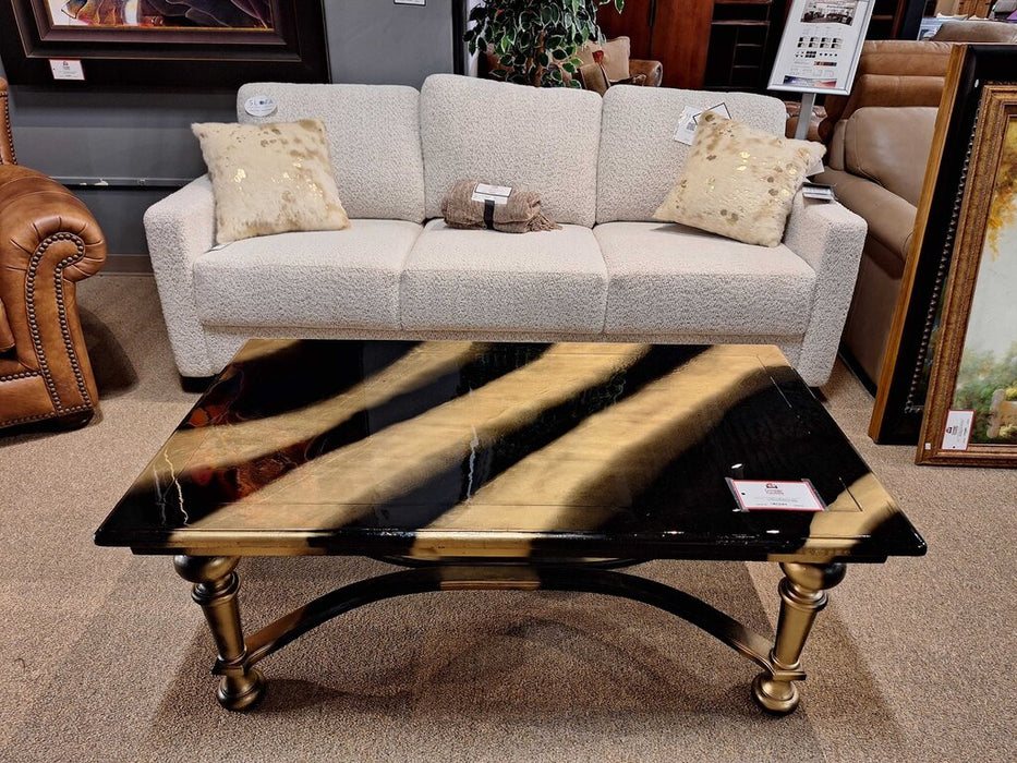 Black & Gold Lux Wood Coffee Rectangle Table (SKH)