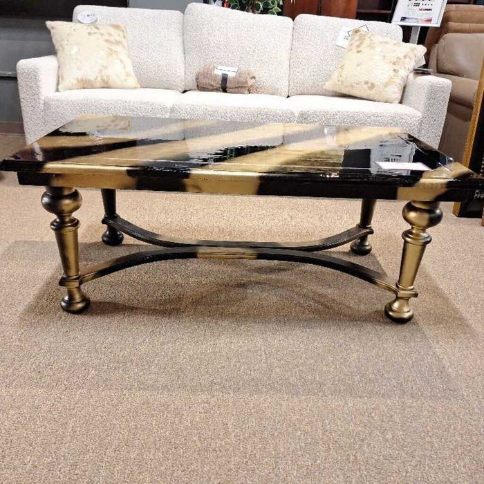 Black & Gold Lux Wood Coffee Rectangle Table (SKH)