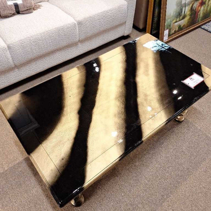 Black & Gold Lux Wood Coffee Rectangle Table (SKH)