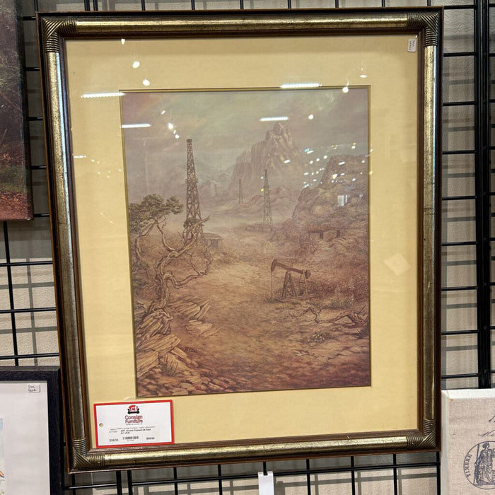 Ornate Framed Oil Field Art (AA)