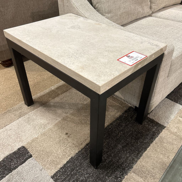 Grey Stone + Metal Base End Table (SK)