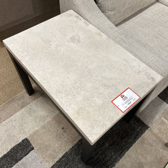 Grey Stone + Metal Base End Table (SK)