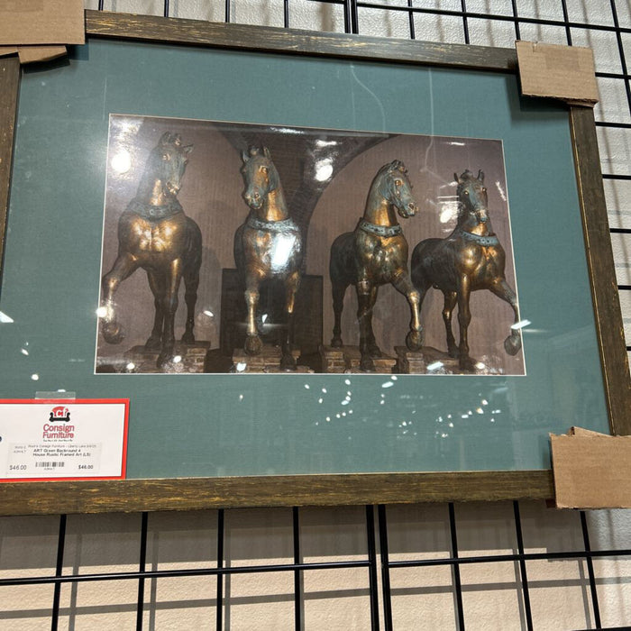 Green Backround 4 House Rustic Framed Art (LS)