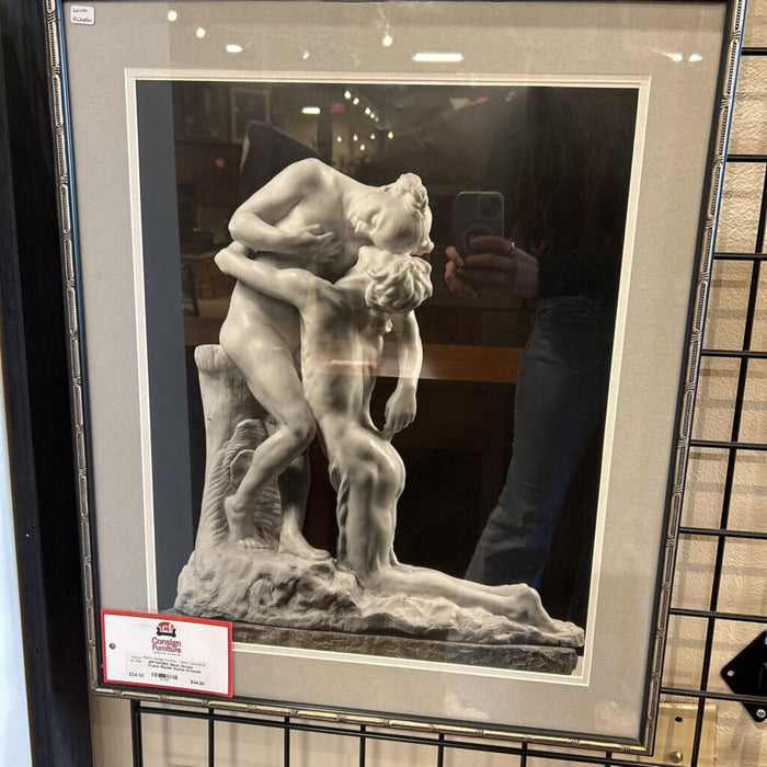 Silver Ornate Frame Marble Statue Artwork (LH)