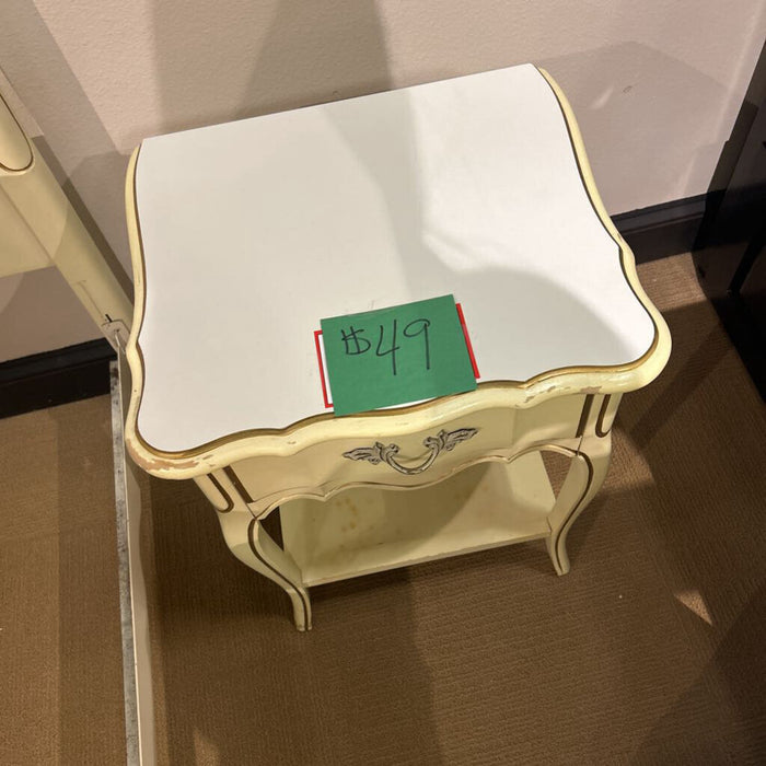 2 Tier Small White Nightstand (AT)