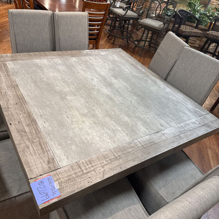 Grey Wood Square DR Table + 8 Chairs (LBMK)