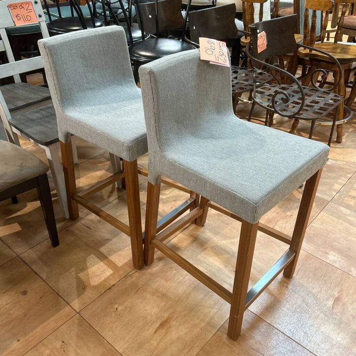 S/2 Blue Striped Fabric Barstools (SK)