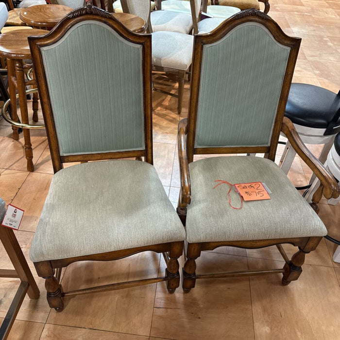 S/2 Blue Fabric + Wood DR Chairs (SK)