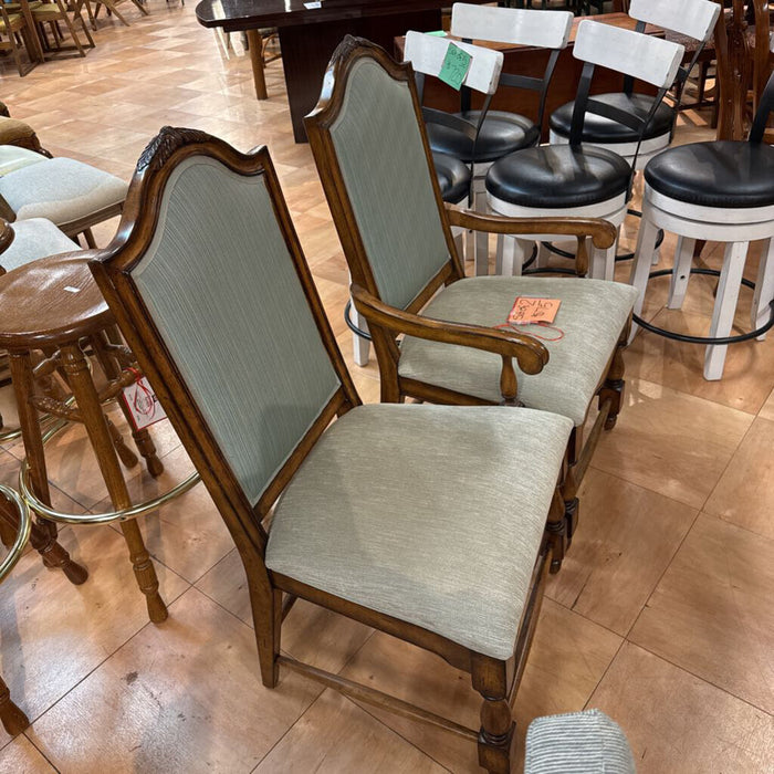 S/2 Blue Fabric + Wood DR Chairs (SK)