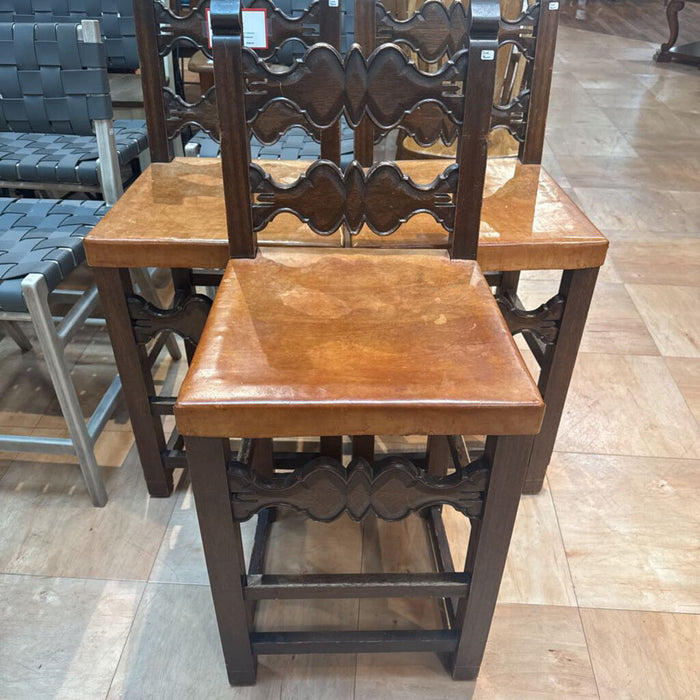 S/3 Ornate Wood/Leather NH Upholstered Barstools(ATH)
