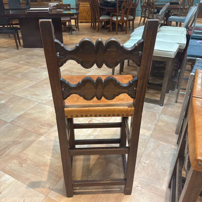 S/3 Ornate Wood/Leather NH Upholstered Barstools(ATH)