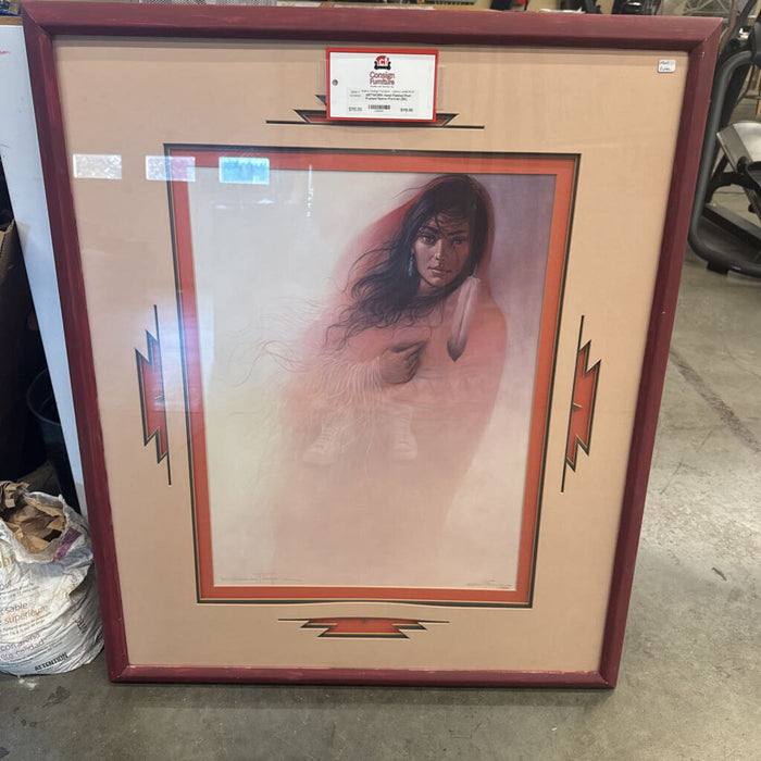 Hand Painted Red Framed Native Portrait (SK)