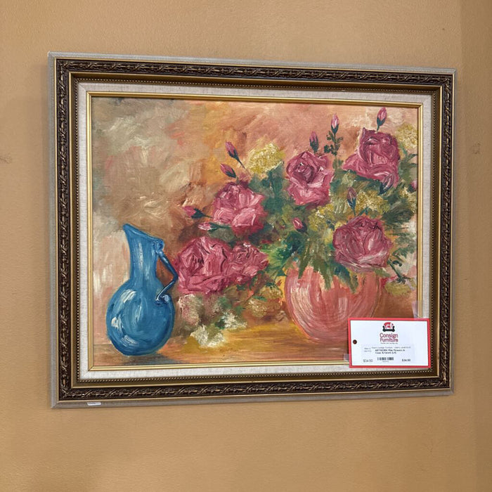Pink Flowers In Vase Artwork (LH)