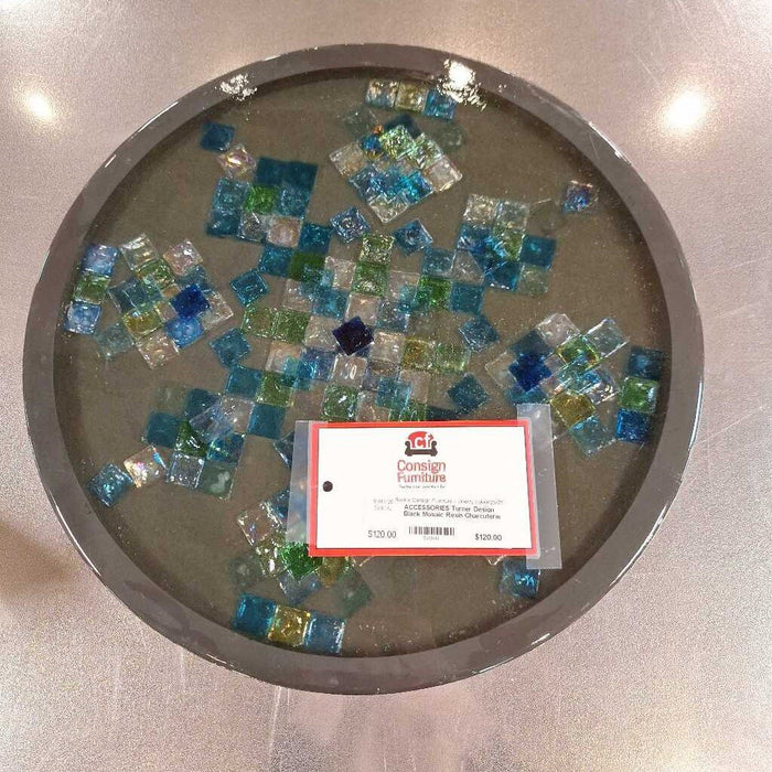 Black Mosaic Resin Charcuterie Tray (IH)