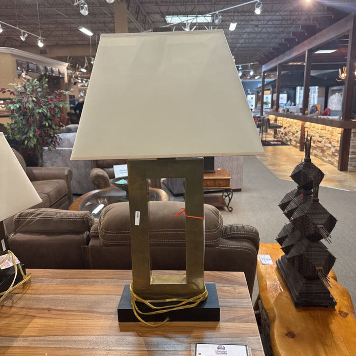 Gold Metal + White Shade Table Lamp (SK)