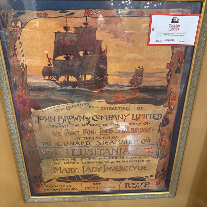 Gold Frame Ship Art (LS)