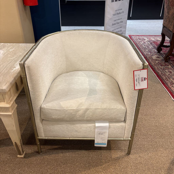 White Occasional Chair+Silver Trim(IKH)