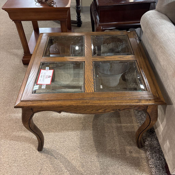 Tall 4 Panel Glass End Table (MI)