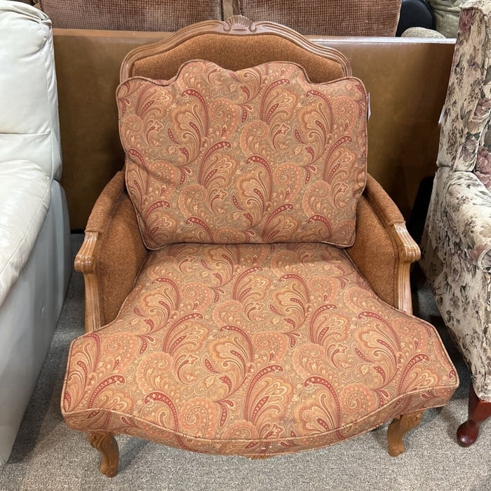 Orange Fabric + Wood Accent Chair (BAI)