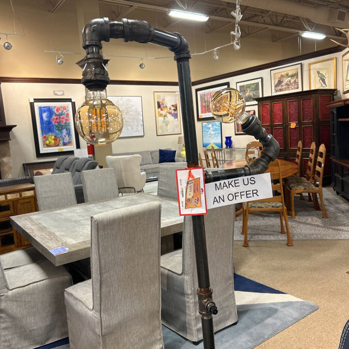 Two Bulb Metal Pipe Floor Lamp (SMH)