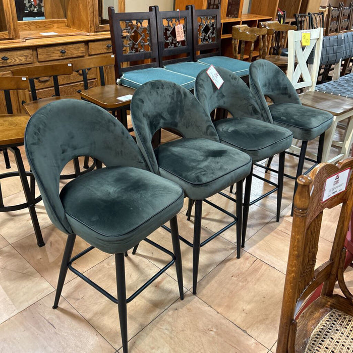 S/4 Green Fabric MCM Barstools (ALK)
