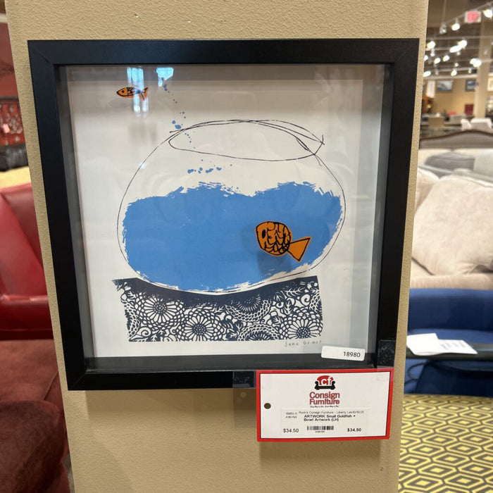 Small Goldfish + Bowl Artwork (LH)