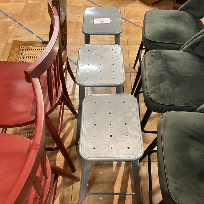 S/3 Grey Metal Barstools (BAI)