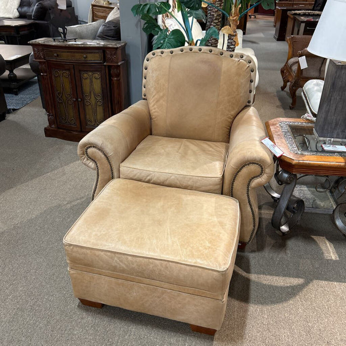 Tan Chair + Ottoman (KTH)