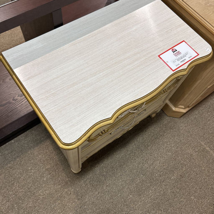 White & Gold 2 Drawer Nightstand (SK)
