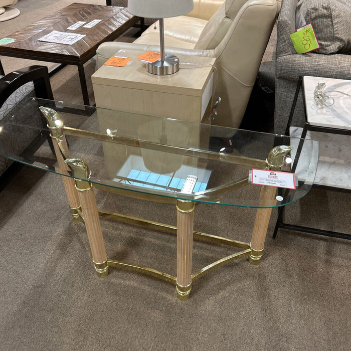 Tan & Metalic Gold Sofa Table (KL)