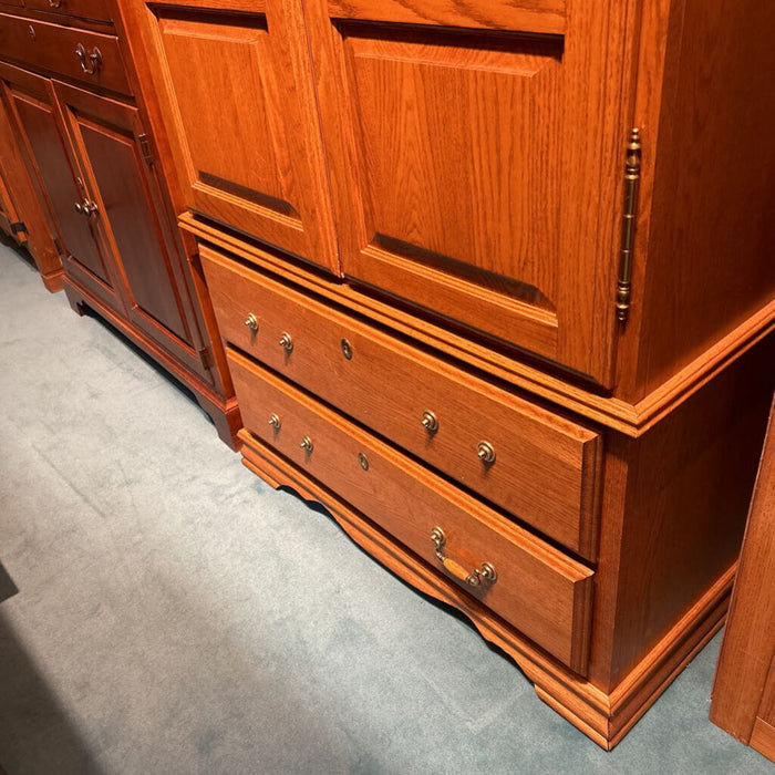 2 Door 2 Drawer Oak Wardrobe TV Armoire (BAH)
