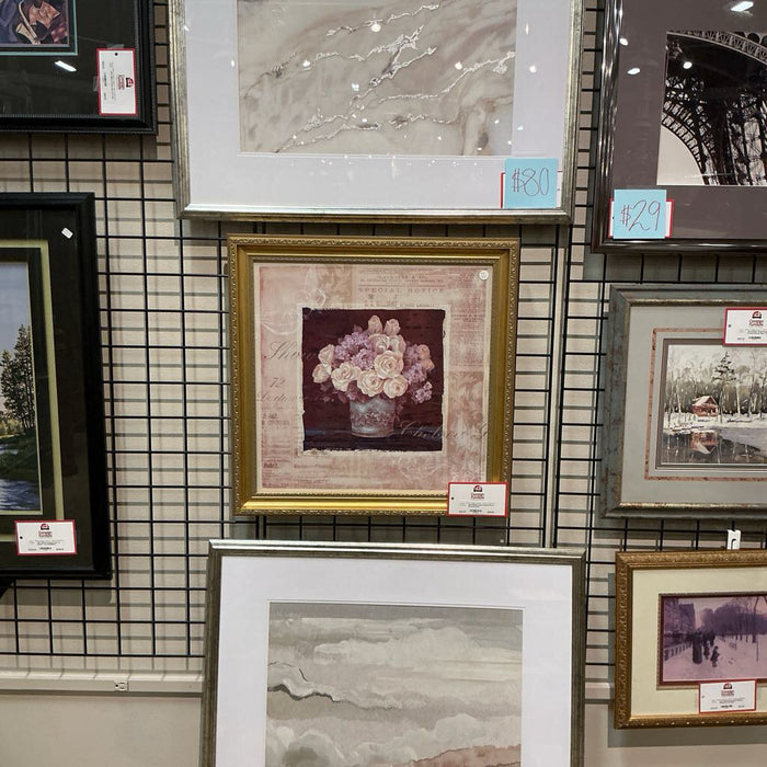 Gold Framed Floral Artwork (LS)