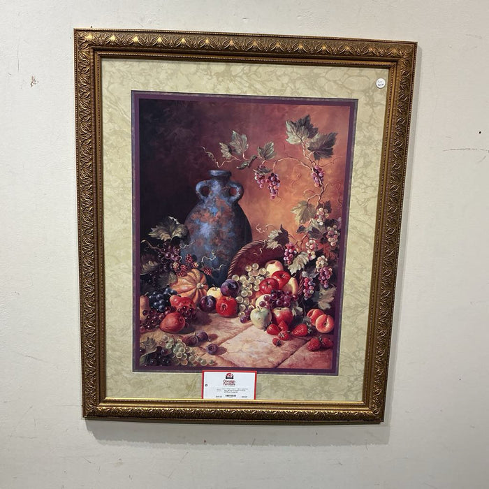 Brown Framed Artwork Of Floral Vase(LS)