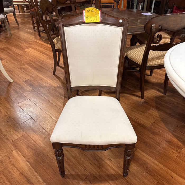 S/2 Brown Wood Trim White Fabric Ch(BLA)