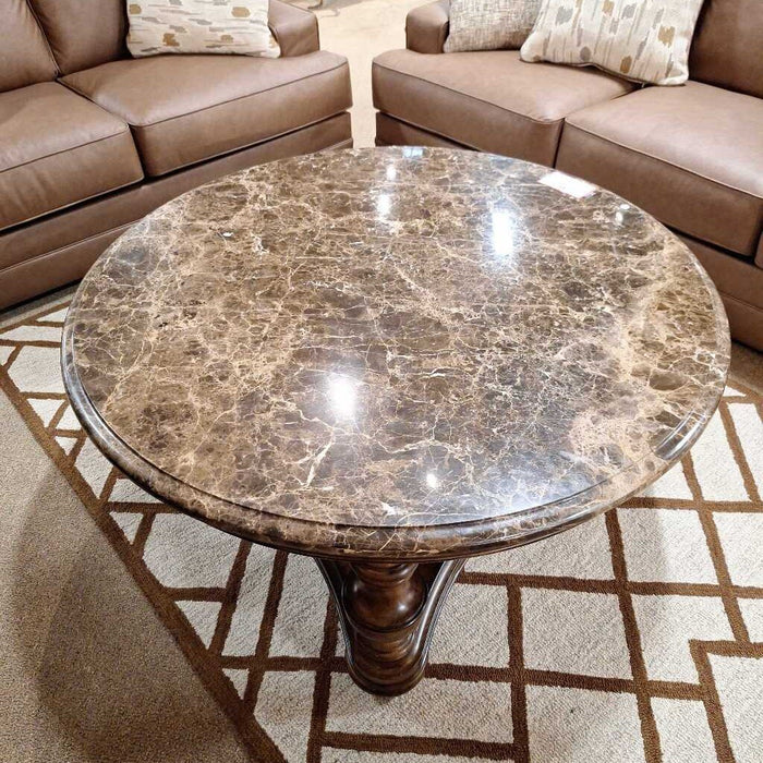 Marble Top Round Ornate Coffee Table (ALK)