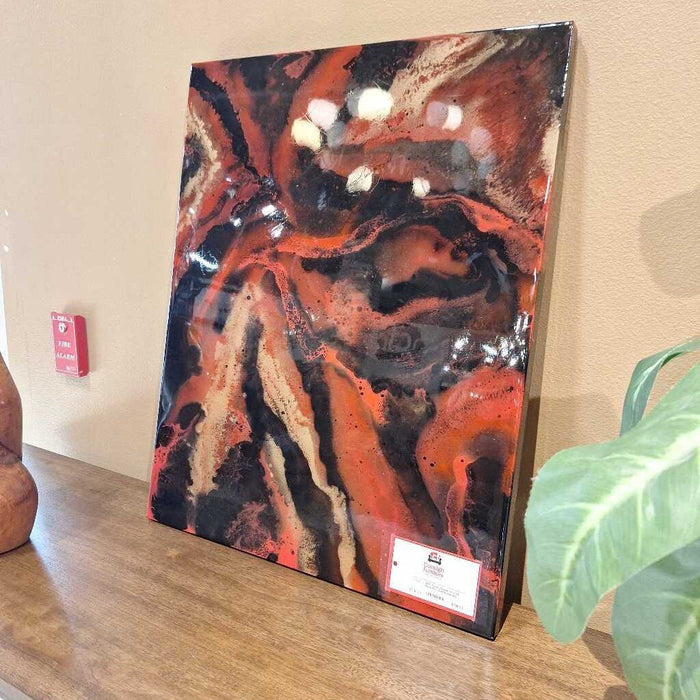 24 x 30 Black Red Gold Resin Art Original (KHH)