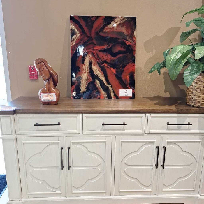 24 x 30 Black Red Gold Resin Art Original (KHH)