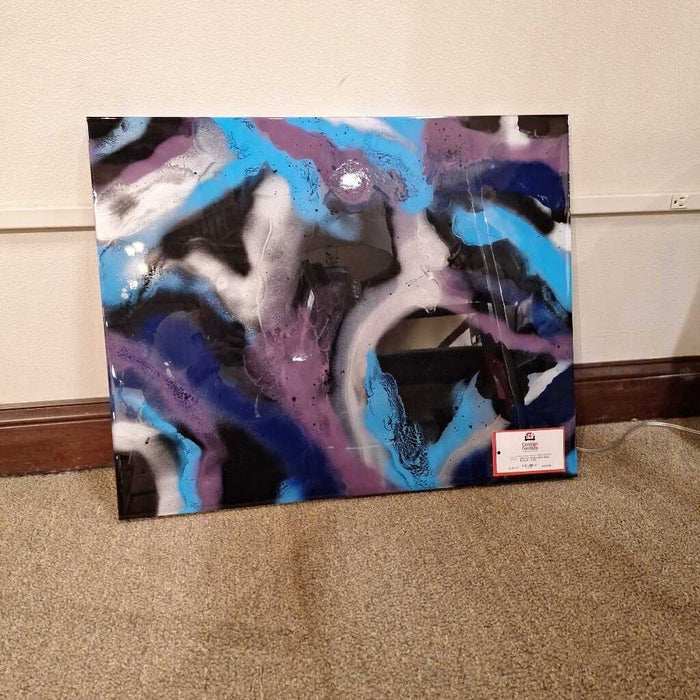 24 x 30 Blue Silver Black Resin Art (AHH)