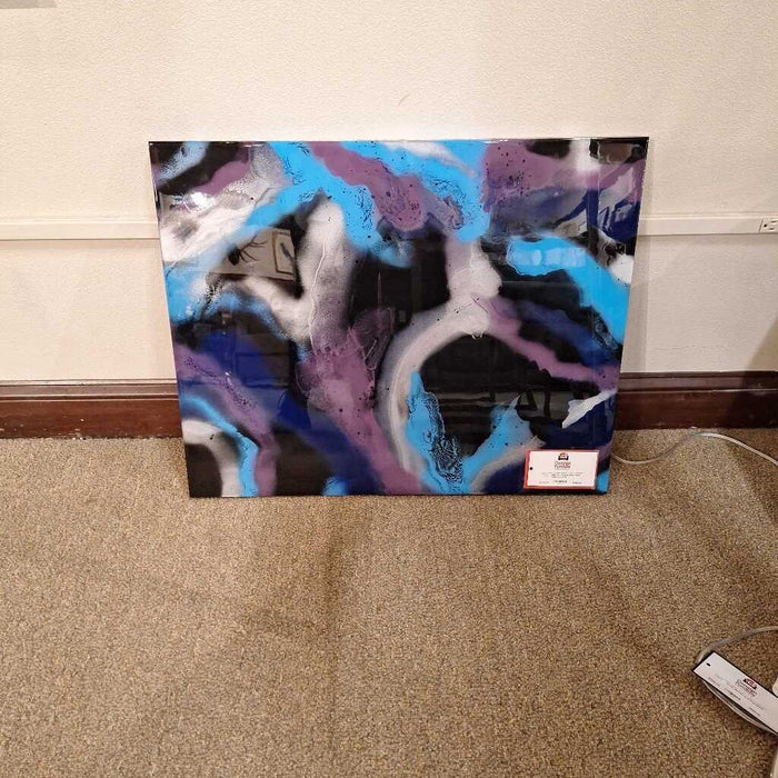 24 x 30 Blue Silver Black Resin Art (AHH)