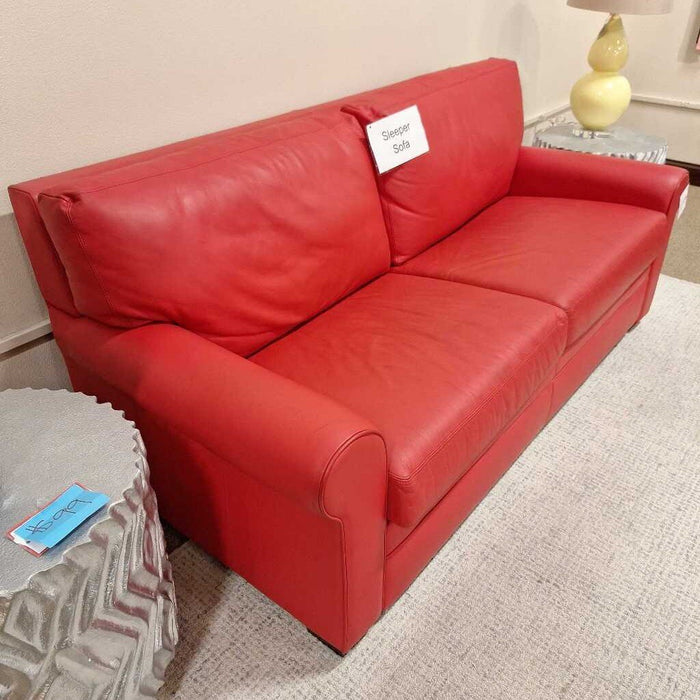 American Leather Red Leather Sleeper Sofa (LSHH)