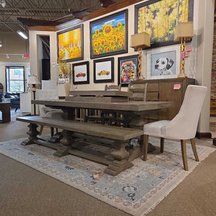 Pottery Barn Grey DR Table + 4 Chairs + 1 Bench (CMKH)