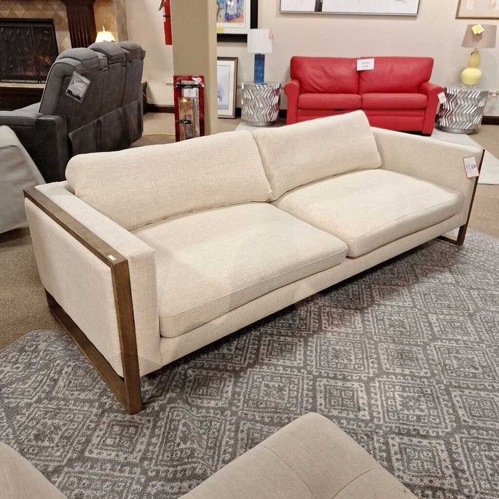 White Fabric + Wood 4 Hands Sofa (LAMK)